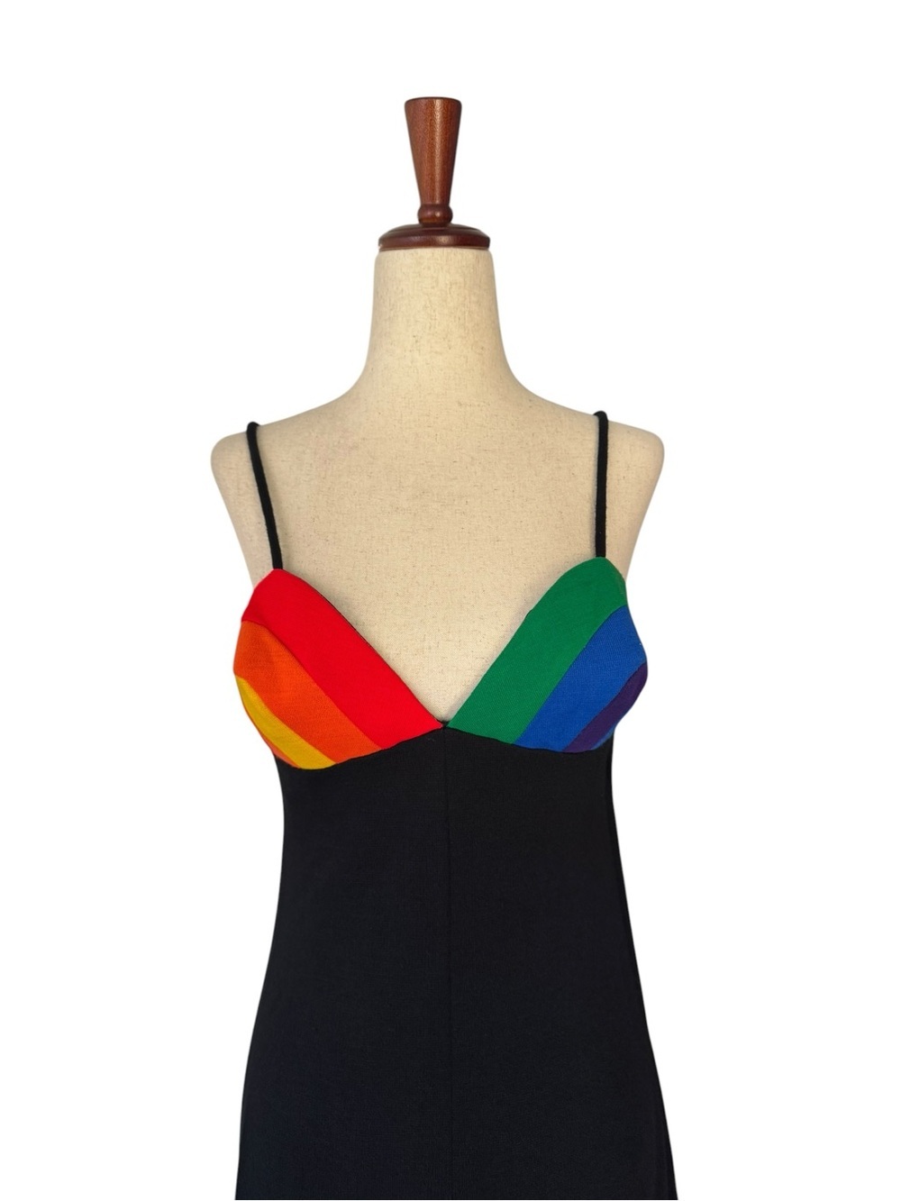 Vintage 70s Carol Paulson for Rainbow of California Black Maxi Dress Rare Mod S - Picture 2 of 14